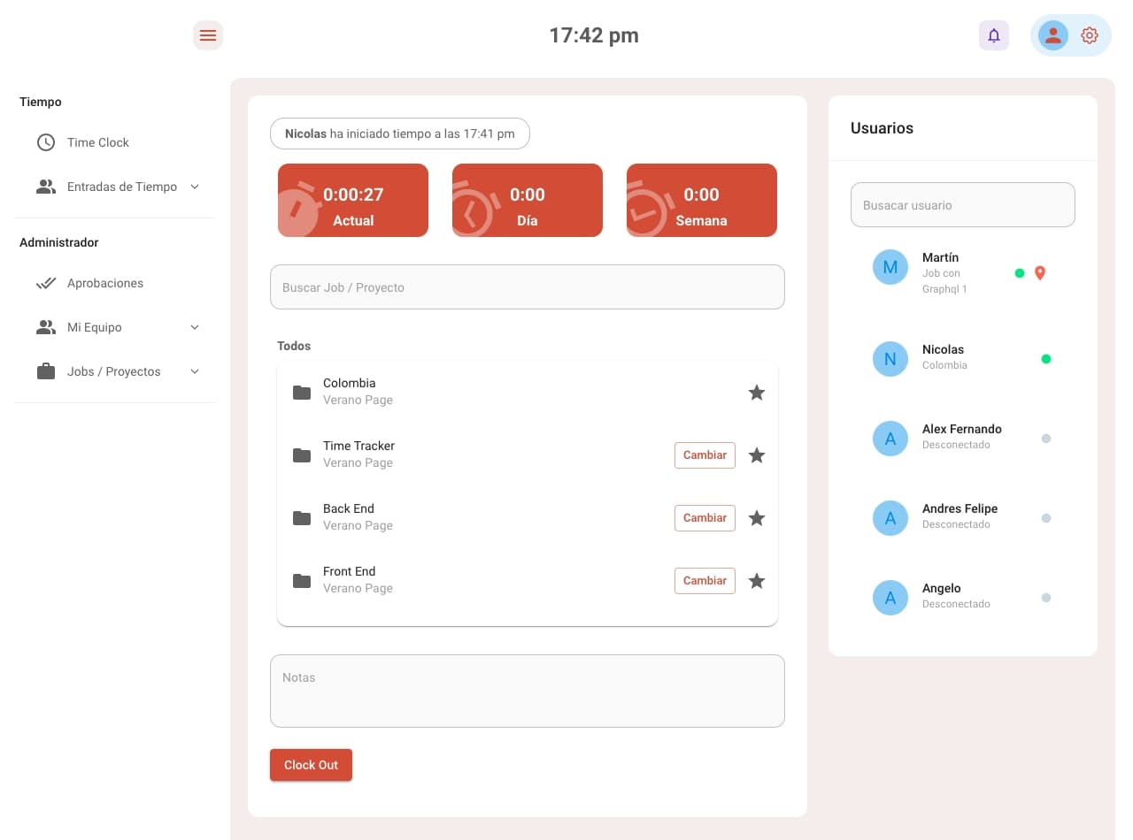 Interfaz time tracker